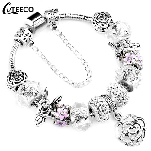 Silver Charms Bracelet Bangle For Women