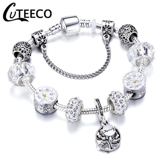 Silver Charms Bracelet Bangle For Women