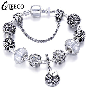 Silver Charms Bracelet Bangle For Women