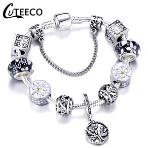 Silver Charms Bracelet Bangle For Women