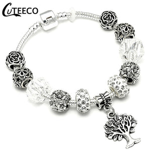 Silver Charms Bracelet Bangle For Women