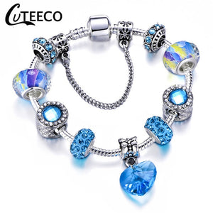 Silver Charms Bracelet Bangle For Women