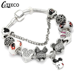 Silver Charms Bracelet Bangle For Women