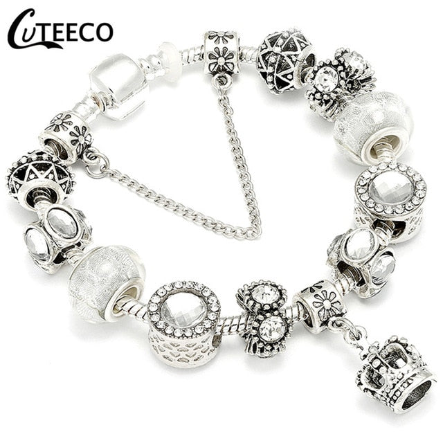 Silver Charms Bracelet Bangle For Women