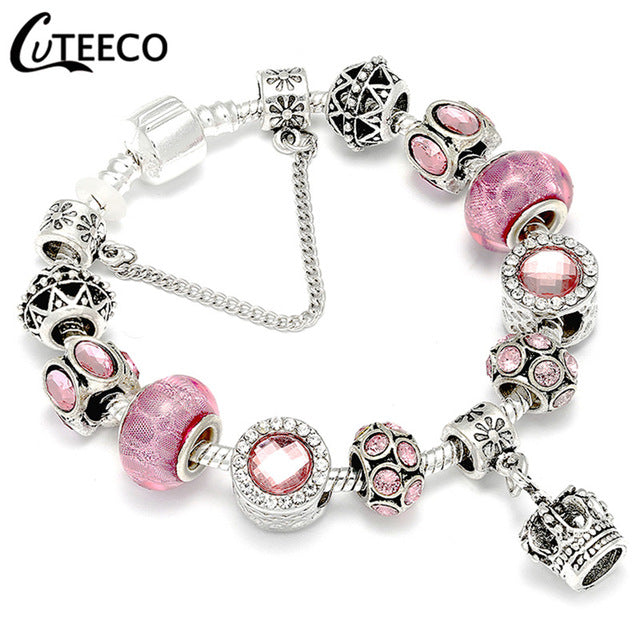 Silver Charms Bracelet Bangle For Women