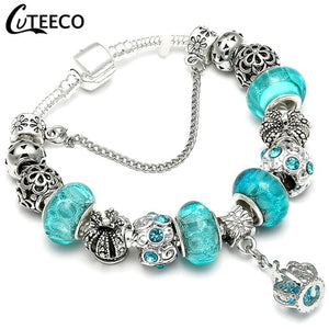 Silver Charms Bracelet Bangle For Women