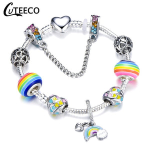 Silver Charms Bracelet Bangle For Women