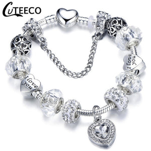 Silver Charms Bracelet Bangle For Women