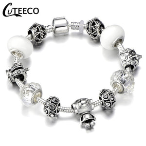 Silver Charms Bracelet Bangle For Women