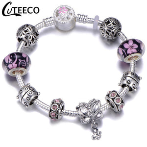 Silver Charms Bracelet Bangle For Women