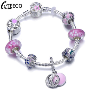 Silver Charms Bracelet Bangle For Women