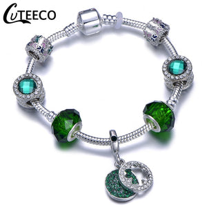 Silver Charms Bracelet Bangle For Women