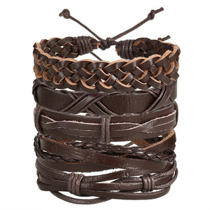 Vintage Leaf Feather Multilayer Leather Bracelet