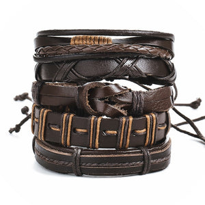 Vintage Leaf Feather Multilayer Leather Bracelet