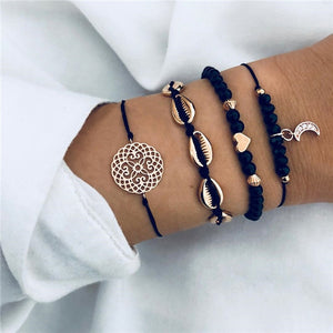 Black Beads Chain Bracelets Bangles For Women