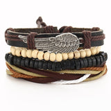 Vintage Leaf Feather Multilayer Leather Bracelet